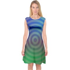 Blue Green Abstract Background Capsleeve Midi Dress by HermanTelo