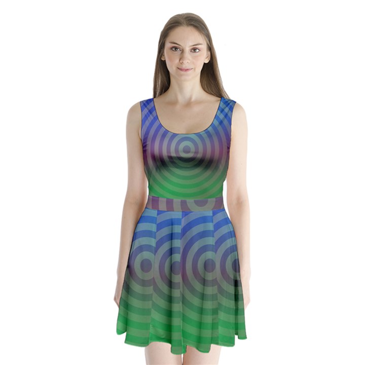 Blue Green Abstract Background Split Back Mini Dress 