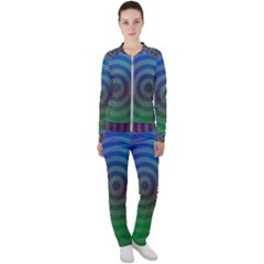 Blue Green Abstract Background Casual Jacket And Pants Set