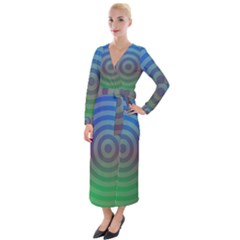 Blue Green Abstract Background Velvet Maxi Wrap Dress by HermanTelo