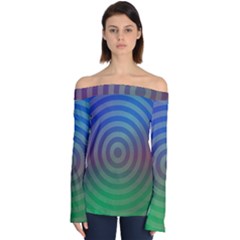 Blue Green Abstract Background Off Shoulder Long Sleeve Top by HermanTelo