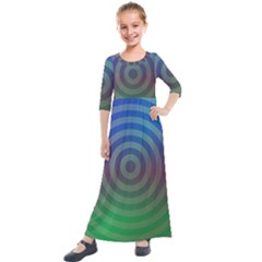 Blue Green Abstract Background Kids  Quarter Sleeve Maxi Dress by HermanTelo