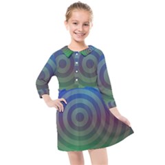 Blue Green Abstract Background Kids  Quarter Sleeve Shirt Dress by HermanTelo