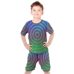 Blue Green Abstract Background Kids  Tee And Shorts Set by HermanTelo