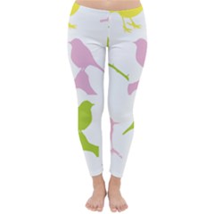 Birds Colourful Background Classic Winter Leggings by HermanTelo