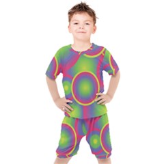 Background Colourful Circles Kids  Tee And Shorts Set by HermanTelo
