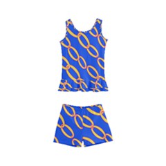 Blue Abstract Links Background Kids  Boyleg Swimsuit