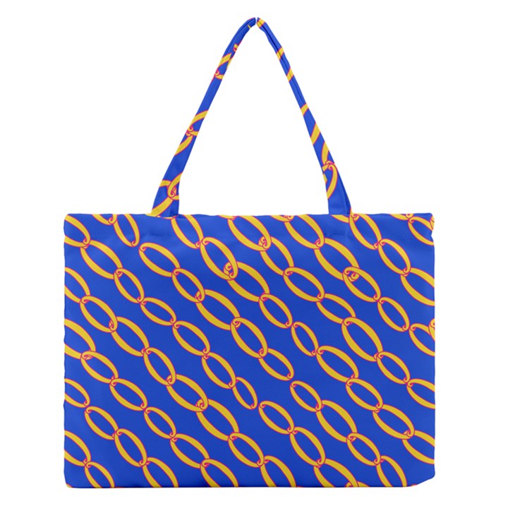 Blue Abstract Links Background Zipper Medium Tote Bag