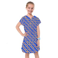 Blue Abstract Links Background Kids  Drop Waist Dress