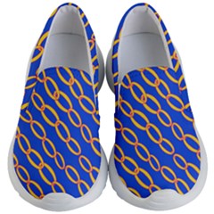 Blue Abstract Links Background Kids  Lightweight Slip Ons