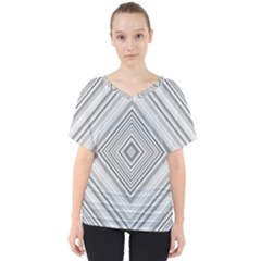 Black White Grey Pinstripes Angles V-neck Dolman Drape Top by HermanTelo