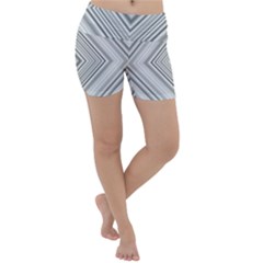 Black White Grey Pinstripes Angles Lightweight Velour Yoga Shorts by HermanTelo