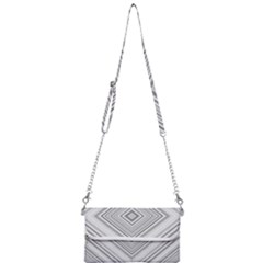 Black White Grey Pinstripes Angles Mini Crossbody Handbag