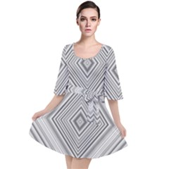 Black White Grey Pinstripes Angles Velour Kimono Dress