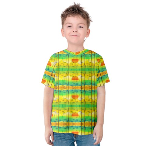 Birds Beach Sun Abstract Pattern Kids  Cotton Tee by HermanTelo