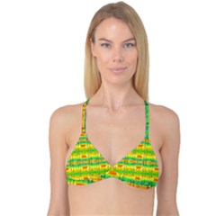 Birds Beach Sun Abstract Pattern Reversible Tri Bikini Top