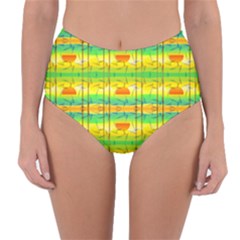 Birds Beach Sun Abstract Pattern Reversible High-waist Bikini Bottoms by HermanTelo