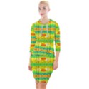 Birds Beach Sun Abstract Pattern Quarter Sleeve Hood Bodycon Dress View1