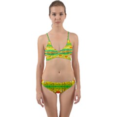 Birds Beach Sun Abstract Pattern Wrap Around Bikini Set by HermanTelo