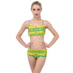 Birds Beach Sun Abstract Pattern Layered Top Bikini Set