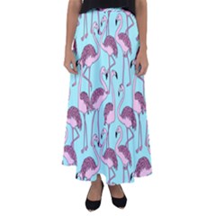 Flemish Rosa Birds Nature Fauna Flamenco Flared Maxi Skirt