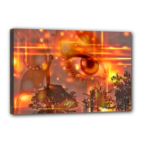 Eye Butterfly Evening Sky Canvas 18  X 12  (stretched) by HermanTelo