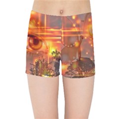 Eye Butterfly Evening Sky Kids  Sports Shorts