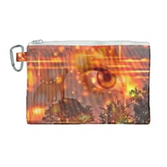 Eye Butterfly Evening Sky Canvas Cosmetic Bag (large) by HermanTelo