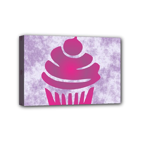 Cupcake Food Purple Dessert Baked Mini Canvas 6  x 4  (Stretched)