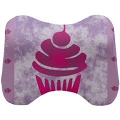 Cupcake Food Purple Dessert Baked Head Support Cushion