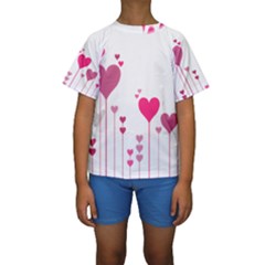 Heart Rosa Love Valentine Pink Kids  Short Sleeve Swimwear by HermanTelo