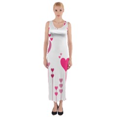 Heart Rosa Love Valentine Pink Fitted Maxi Dress