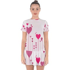 Heart Rosa Love Valentine Pink Drop Hem Mini Chiffon Dress by HermanTelo