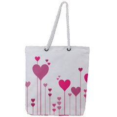 Heart Rosa Love Valentine Pink Full Print Rope Handle Tote (large) by HermanTelo