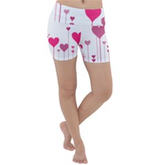 Heart Rosa Love Valentine Pink Lightweight Velour Yoga Shorts by HermanTelo