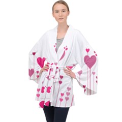 Heart Rosa Love Valentine Pink Velvet Kimono Robe