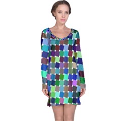 Geometric Background Colorful Long Sleeve Nightdress