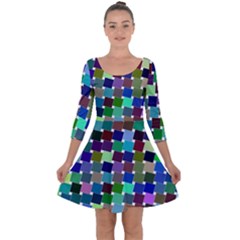 Geometric Background Colorful Quarter Sleeve Skater Dress