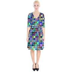 Geometric Background Colorful Wrap Up Cocktail Dress