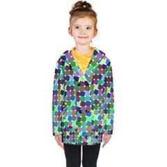 Geometric Background Colorful Kids  Double Breasted Button Coat