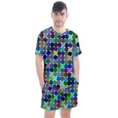 Geometric Background Colorful Men s Mesh Tee And Shorts Set