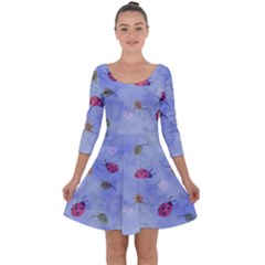 Ladybug Blue Nature Quarter Sleeve Skater Dress