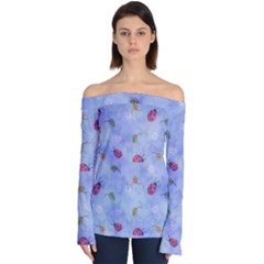 Ladybug Blue Nature Off Shoulder Long Sleeve Top