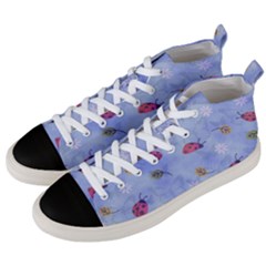 Ladybug Blue Nature Men s Mid-top Canvas Sneakers by HermanTelo