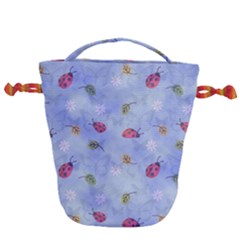 Ladybug Blue Nature Drawstring Bucket Bag