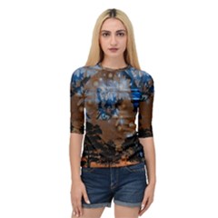 Landscape Woman Magic Evening Quarter Sleeve Raglan Tee