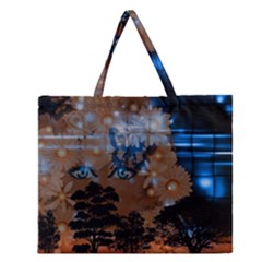 Landscape Woman Magic Evening Zipper Large Tote Bag