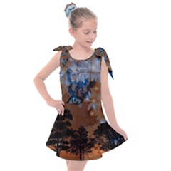 Landscape Woman Magic Evening Kids  Tie Up Tunic Dress