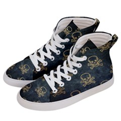 Golden Glitter Skeleton Gothic Men s Hi-top Skate Sneakers