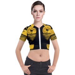 Moon Reflection Flamenco Animal Short Sleeve Cropped Jacket